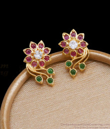 Multi Stone Floral Gold Imitation Stud Earrings Designs ER3930 Multi Stone Floral Gold Imitation Stud Earrings Designs ER3930