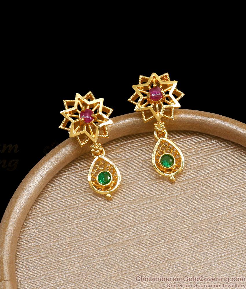 Traditional One Gram Gold Earring Stone Designs ER3931 Traditional One Gram Gold Earring Stone Designs ER3931