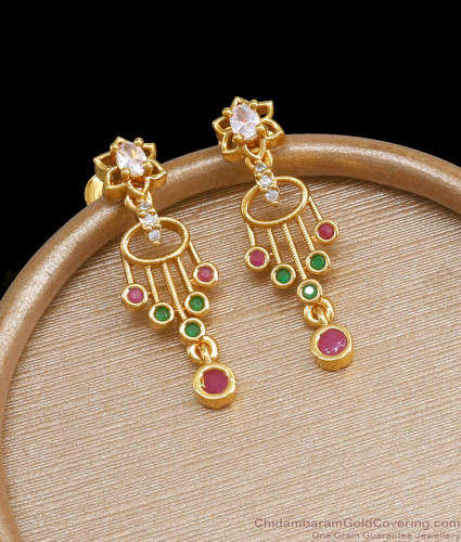5 Grams Gold Earrings Designs with White Stones for Party Wear - YouTube