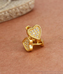 Valentine Gold Plated Hoop Earring White Stone Heart Designs ER3938 Valentine Gold Plated Hoop Earring White Stone Heart Designs ER3938