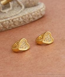 Valentine Gold Plated Hoop Earring White Stone Heart Designs ER3938 Valentine Gold Plated Hoop Earring White Stone Heart Designs ER3938