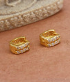 Stylish White Ad Stone Gold Hoop Earrings Office Wear ER3939