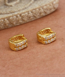 Stylish White Ad Stone Gold Hoop Earrings Office Wear ER3939 Stylish White Ad Stone Gold Hoop Earrings Office Wear ER3939