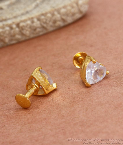 Marbleized Semi Precious Stone Stud Earrings