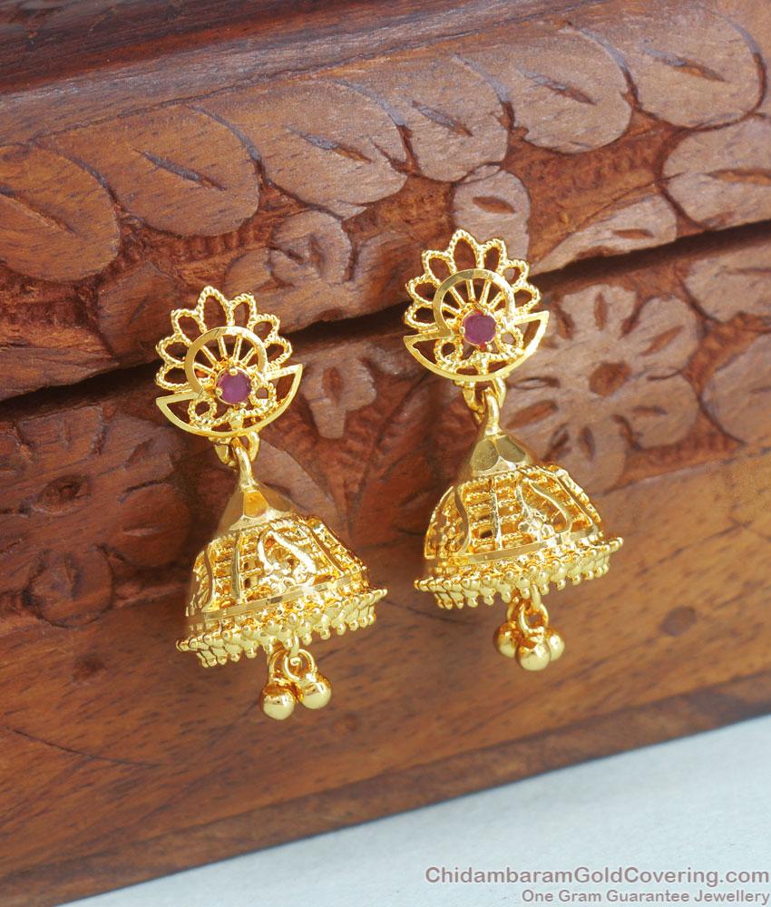 Traditional Gold Plated Earrings Hanging Beads Jhumka Collections ER3948