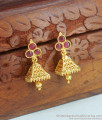 Traditional Ruby Kemp Stone Gold Plated Jhumki Earring Shop Online ER3950