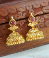 Ruby Ad Stone Big Gold Jhumki Earrings Bridal Collections ER3955