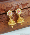 Stylish Daily Wear Gold Impon Earrings White Ruby Stone Designs ER3956