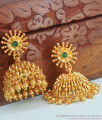 1 Gram Gold Big Jhumki Emerald Stone Light Weigh Earring Collections ER3962