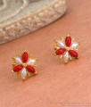 Red Coral Stone Gold Plated Stud Earrings Shop Online ER3964