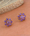 Unique Amethyst Stone Gold Imitation Stud Earrings Party Wear Collections ER3966