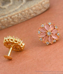 Attractive Light Pink Stone Gold Earrings Floral Designs ER3967 Attractive Light Pink Stone Gold Earrings Floral Designs ER3967
