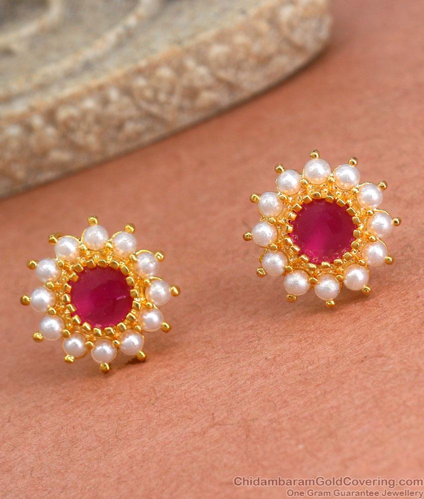 Occasional Wear Gold Plated Stud Earrings Hyderabadi Jewelry Pattern ER3968