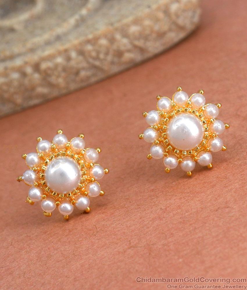 Latest White Pearls Gold Studs Daily Wear Collections ER3969