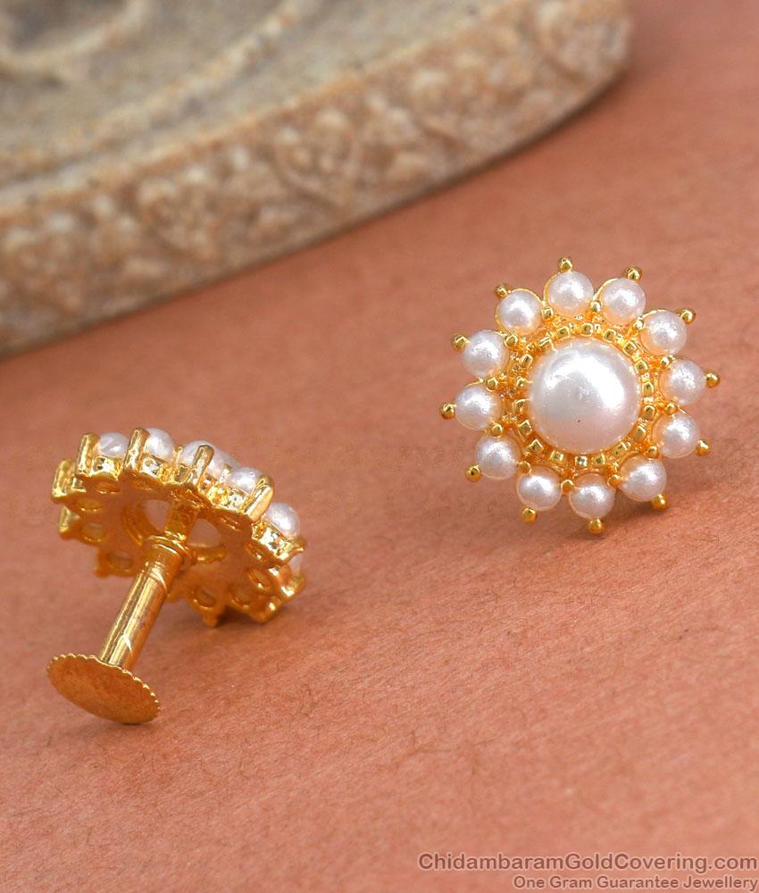 Latest White Pearls Gold Studs Daily Wear Collections ER3969