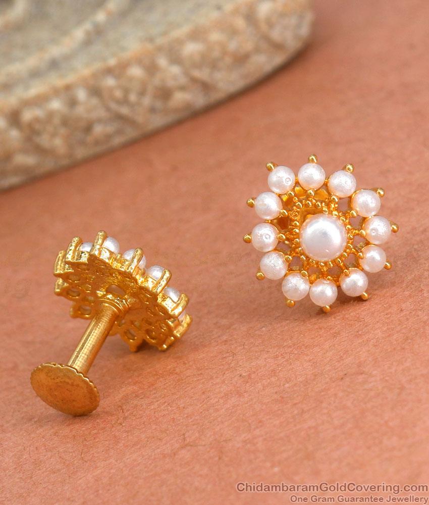 Beautiful One Gram Gold Stud Earrings With Price ER3970