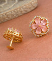 Light Pink Stone Gold Imitation Earrings Studs Designs ER3974