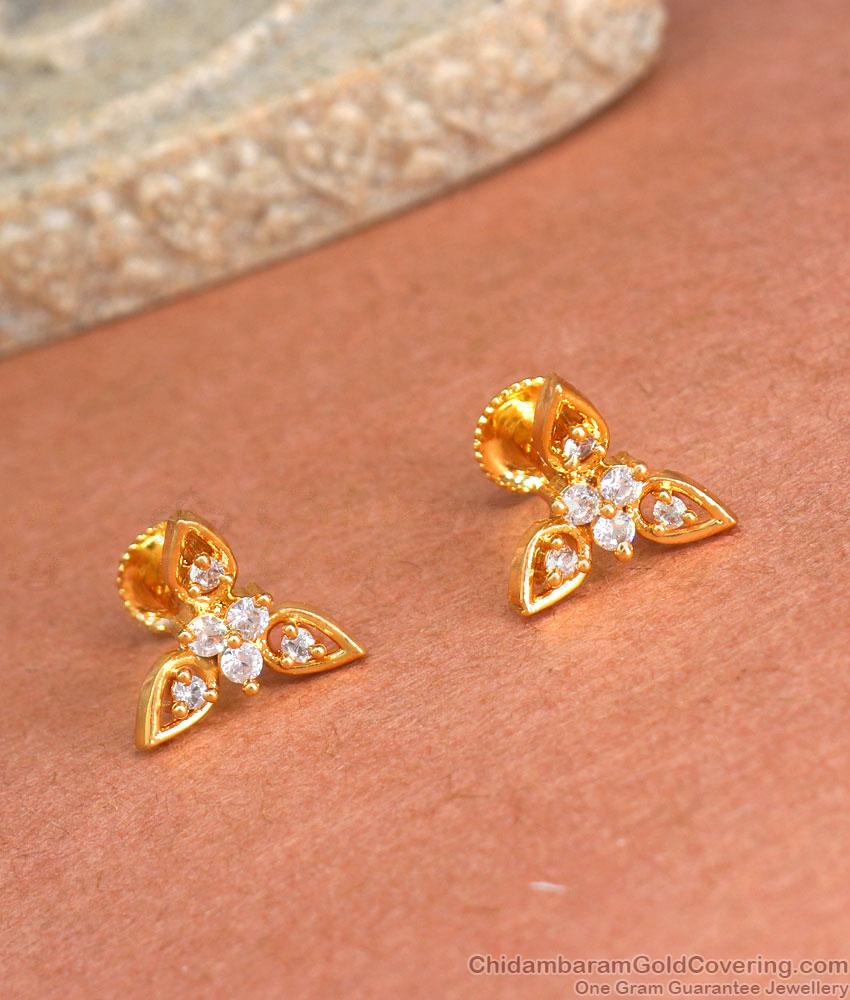 Simple Diamond Stone Studs Gold Plated Earring Collections ER3980