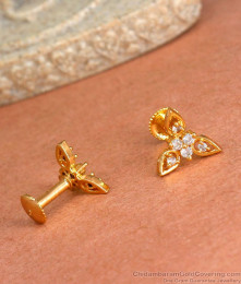 Simple Diamond Stone Studs Gold Plated Earring Collections ER3980 Simple Diamond Stone Studs Gold Plated Earring Collections ER3980