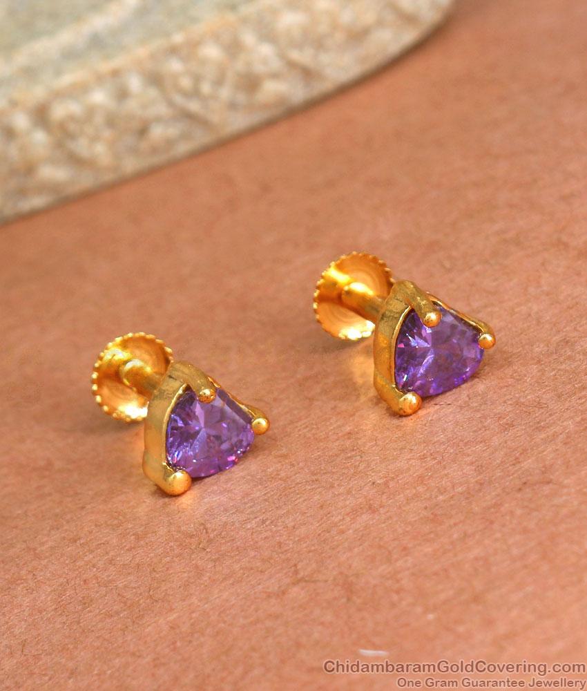 Single Amethyst Stone Gold Stud Earrings Shop Online ER3981