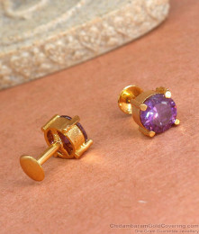 Elegant Daily Wear Gold Imitation Studs Violet Stone Designs ER3982 Elegant Daily Wear Gold Imitation Studs Violet Stone Designs ER3982