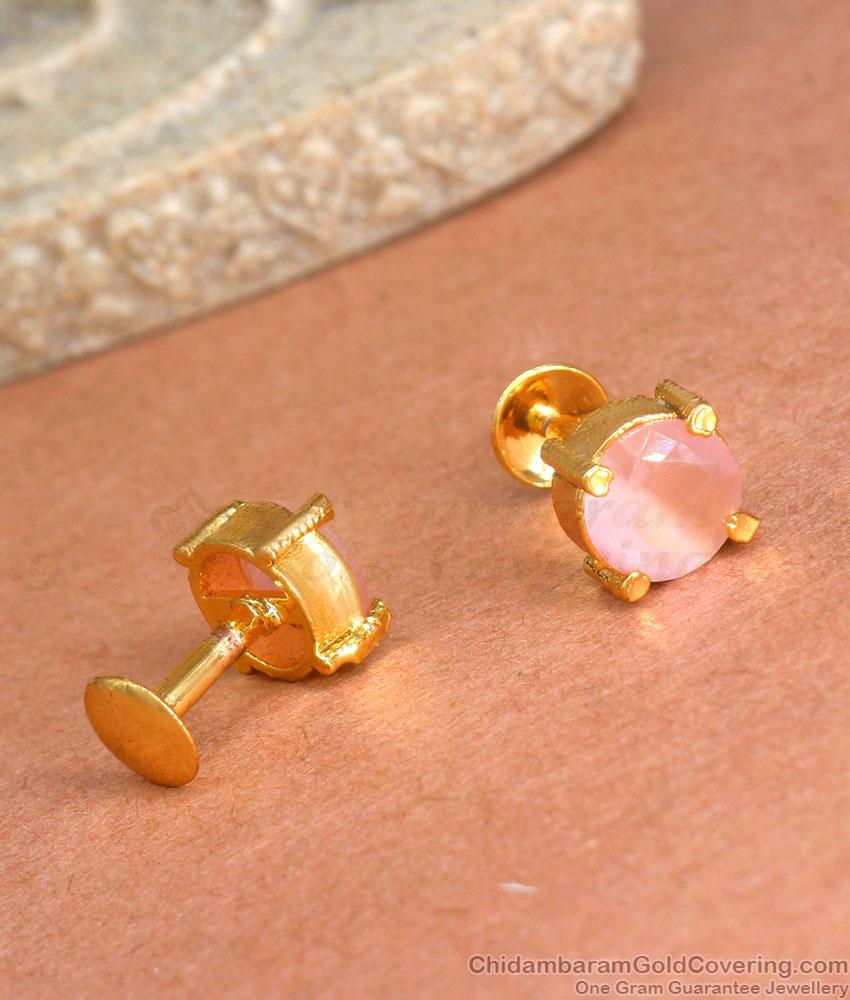 New Pink Stone Gold Studs Office Wear Designs ER3983