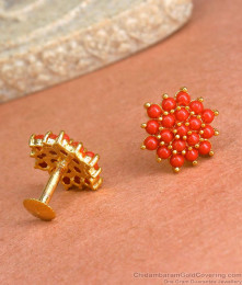 Latest Red Coral Gold Imitation Stud Earrings Shop Online ER3990 Latest Red Coral Gold Imitation Stud Earrings Shop Online ER3990