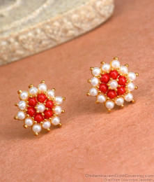 New Pearl Stones Gold Plated Studs Earrings For Womens ER3991