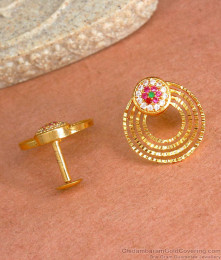 4 Layer 1 Gram Gold Stud Earrings Stone Pattern ER3993 4 Layer 1 Gram Gold Stud Earrings Stone Pattern ER3993