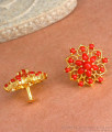 Traditional Red Pavalam Gold Stud Earrings Shop Online ER3994
