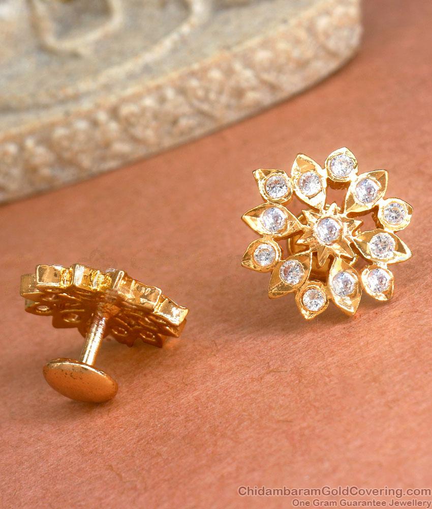 Full White Gati Stone Impon Stud Earrings Shop Online ER3997