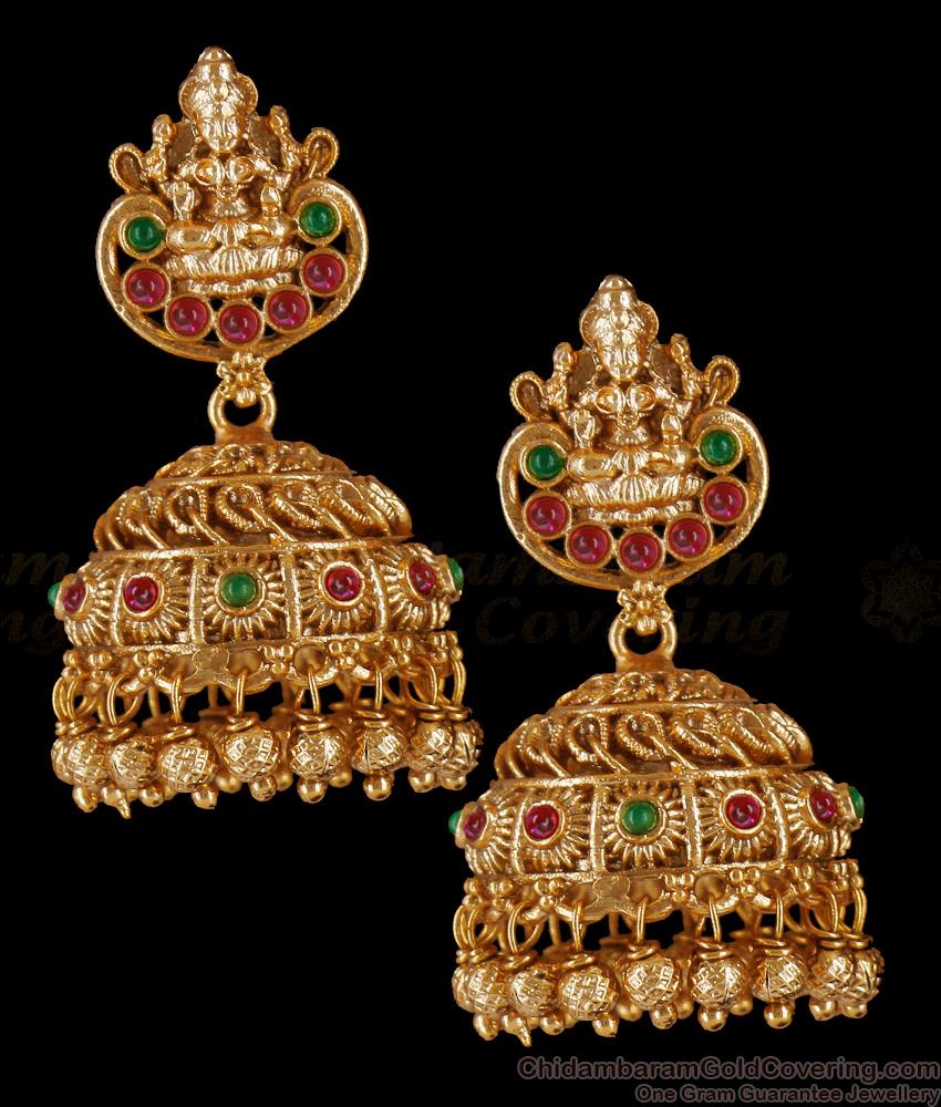 Pure Antique Finish Jhumki Earrings Temple Jewelry Collections ER4006