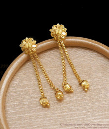 Simple Daily Wear Gold Earring Plain Danglers Designs ER4008