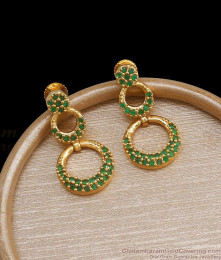 Full Emerald 1 Gram Gold Earrings Green Stone Layer Designs ER4023