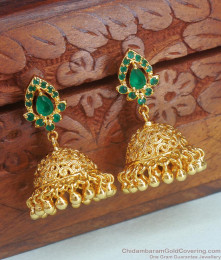 Emerald Stone Gold Imitation Jhumki Earrings Shop Online ER4030