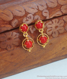 Latest Red Pavalam Gold Stud Earrings With Price ER4031 Latest Red Pavalam Gold Stud Earrings With Price ER4031
