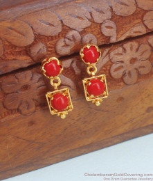 New Red Coral Gold Imitation Stud Earrings Designs ER4032