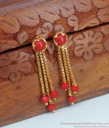 Regular Use Gold Plated Earrings Coral Stone Dangler ER4035 Regular Use Gold Plated Earrings Coral Stone Dangler ER4035