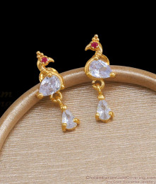 Peacock Design Stone Stud Earrings Gold Imitation Jewelry ER4068