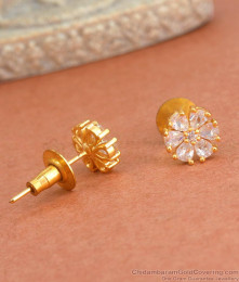 Small Gold Plated White Stone Earring ER4085 Small Gold Plated White Stone Earring ER4085