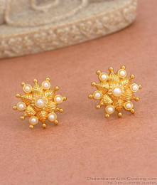 One Gram Gold Earring Pearl Stud Design ER4093 One Gram Gold Earring Pearl Stud Design ER4093