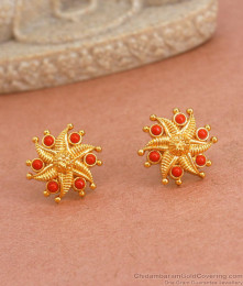 Stylish Ruby Stone Stud Gold Earring Design For Women ER4096 Stylish Ruby Stone Stud Gold Earring Design For Women ER4096