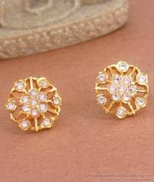 Full White Stone Impon Earrings Big Stud Design ER4100 Full White Stone Impon Earrings Big Stud Design ER4100