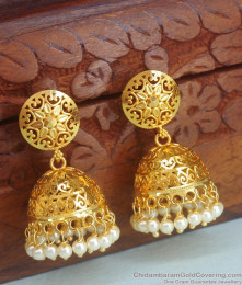 Bridal One Gram Gold Jhumki Big Earring Pearl Design ER4107