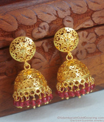 Ruby Beads Gold Imitation Earring Jhumki Collections ER4109