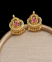 Womens Regular Use Gold Stud Earring Ruby Stone Design ER4114