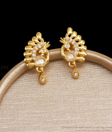 Beautiful White Stone Gold Plated Earring Peacock Studs ER4125 Beautiful White Stone Gold Plated Earring Peacock Studs ER4125