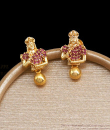 One Gram Gold Stud Dancing Doll Earring With Ruby Stone ER4129 One Gram Gold Stud Dancing Doll Earring With Ruby Stone ER4129