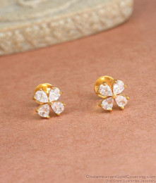 Attractive White Stone Gold Plated Stud Earring ER4136 Attractive White Stone Gold Plated Stud Earring ER4136