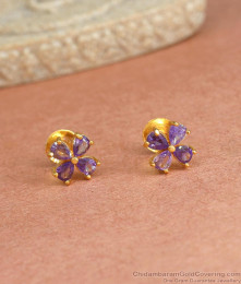 Cute Amethyst Stone 1 Gram Gold Stud Earring ER4137 Cute Amethyst Stone 1 Gram Gold Stud Earring ER4137